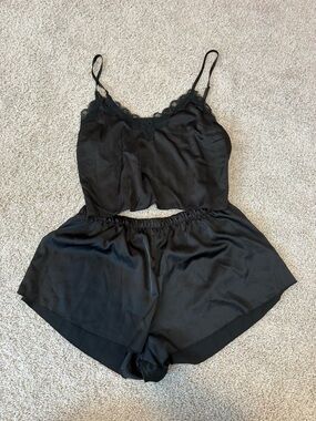 Target Black Satin Lace-Trim Cami & Shorts Sleep Set
